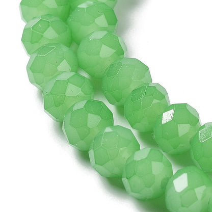 Glass Rondelle Faceted Light Green 6x5mm