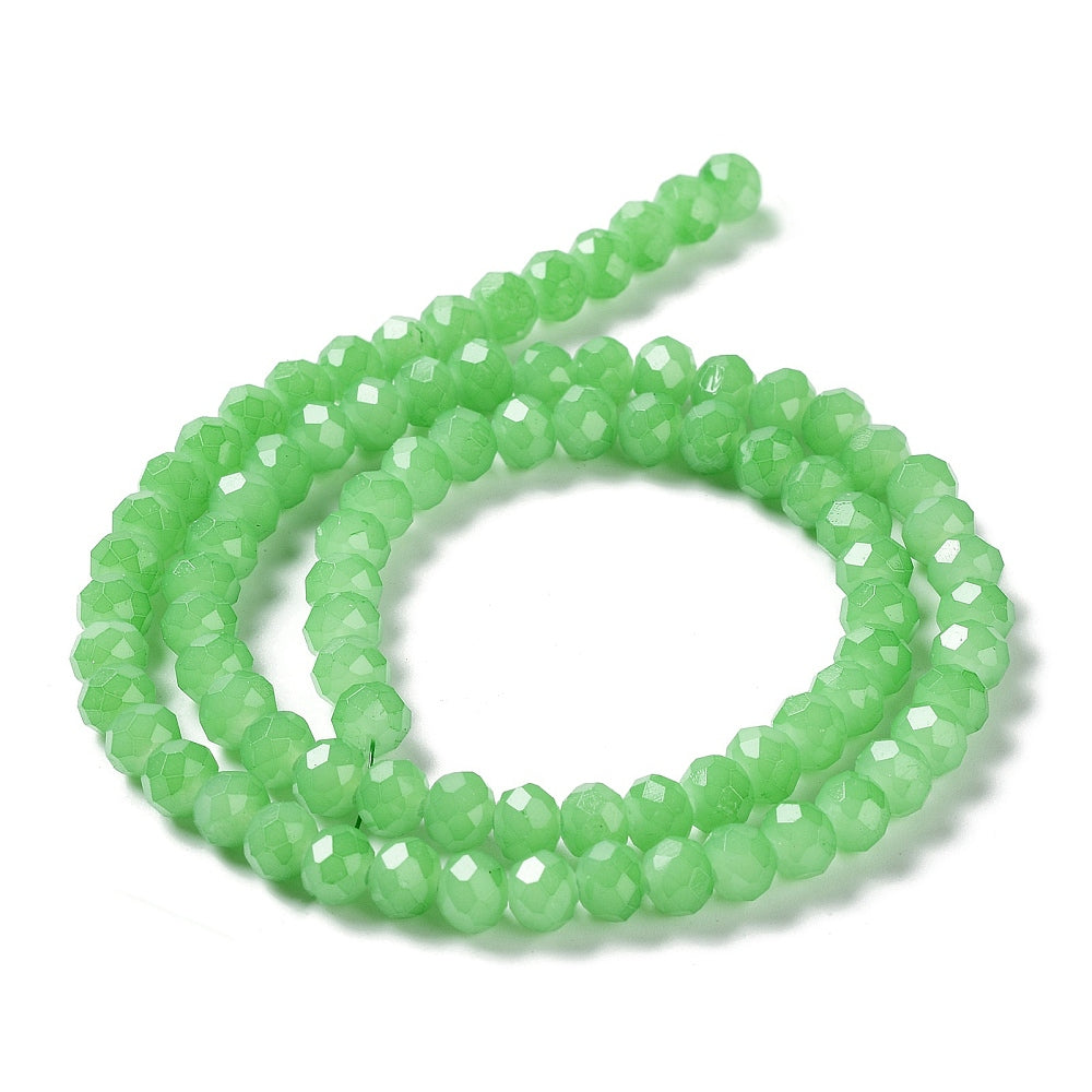 Glass Rondelle Faceted Light Green 6x5mm