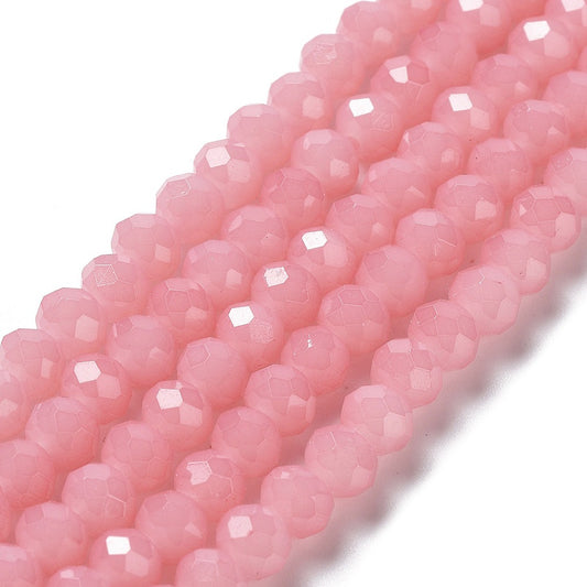 Glass Rondelle Faceted Pink 6x5mm