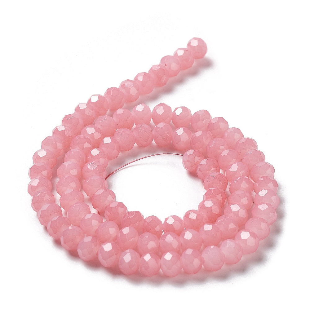 Glass Rondelle Faceted Pink 6x5mm