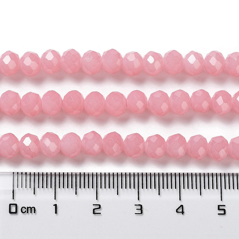 Glass Rondelle Faceted Pink 6x5mm