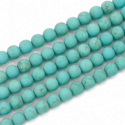 Howlite Turquoise Frosted Gemstone Bead - Alberta Bead Store