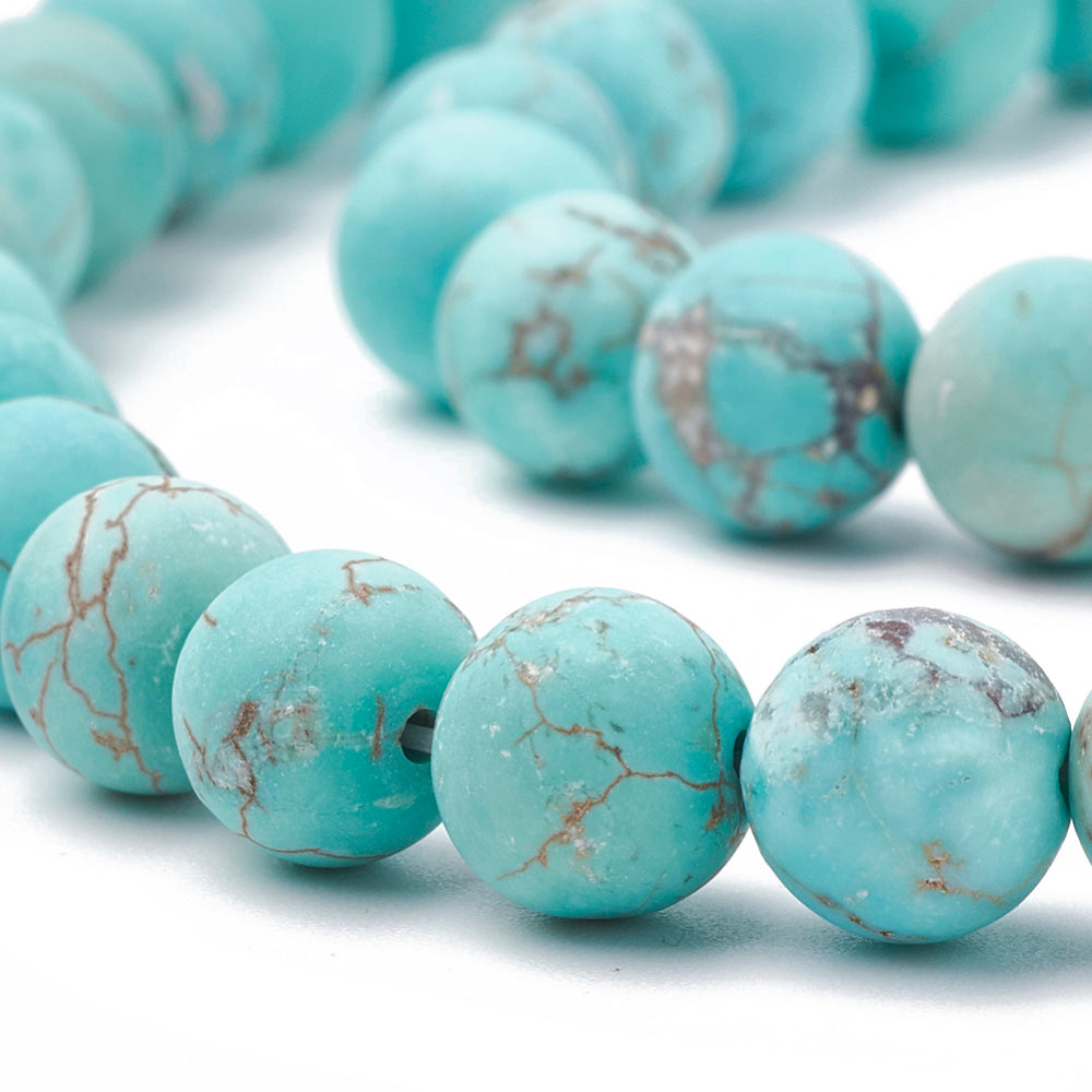 Howlite Frosted Turquoise Gemstone Beads - Dyed & Heated -All Sizes | Crystals and Sun Signs Co