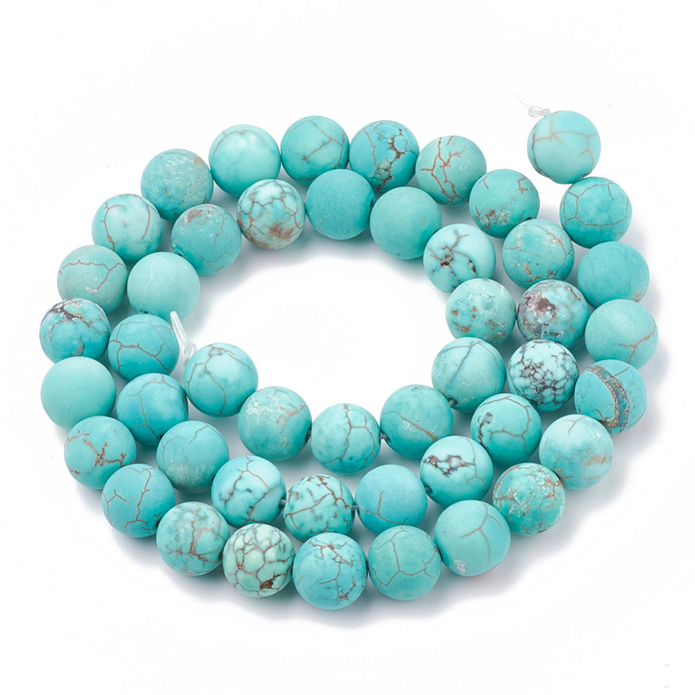 Howlite Frosted Turquoise Gemstone Beads - Dyed & Heated -All Sizes | Crystals and Sun Signs Co