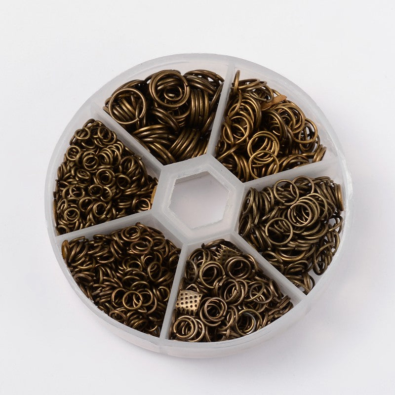 Jump Ring Antique Bronze Mixed Sizes 1 box