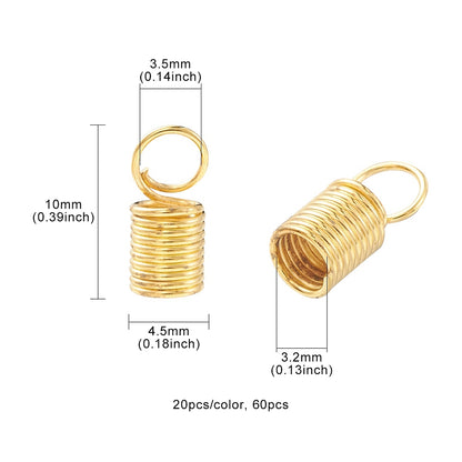 Coil Cord End Mixed Colors 60pc