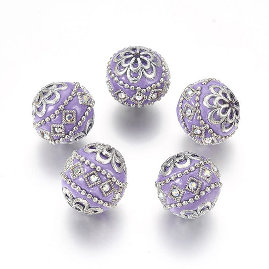Perles d'Indonésie violettes/argentées 20MM