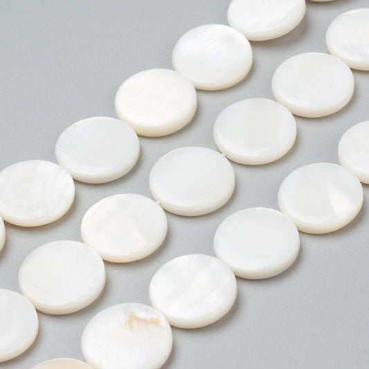 Shell Bead Flat Round 15mmx3.5mm hole 0.5mm 1pc