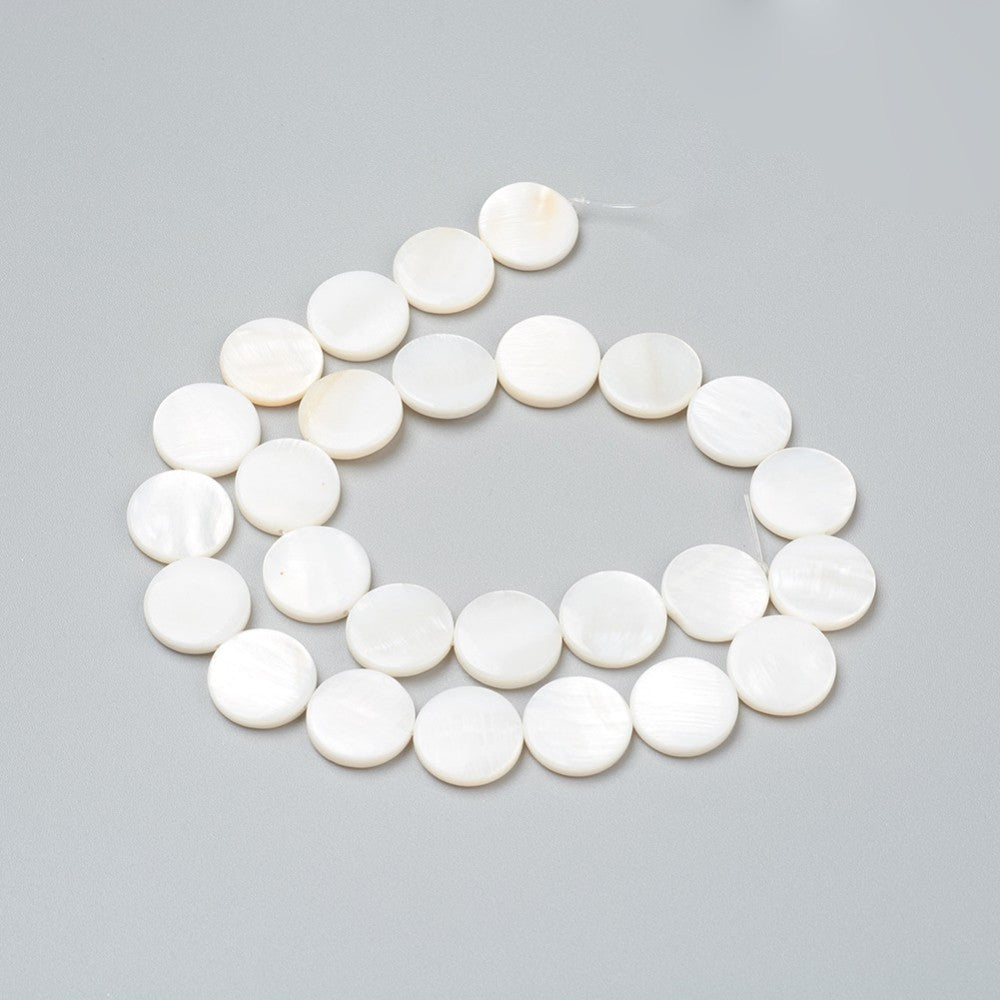 Coquillage Perle Plate Ronde 10mm Trou 0.5MM 5pc