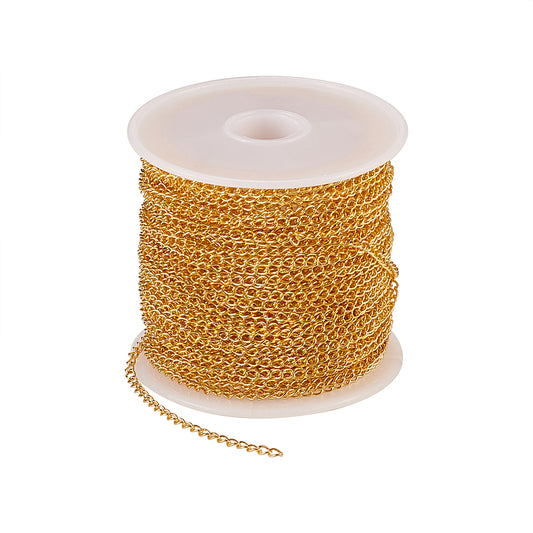 Curb Chain Brass Golden 3x2x.5mm 10M roll - Alberta Bead Store