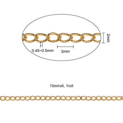 Curb Chain Brass Golden 3x2x.5mm 10M roll - Alberta Bead Store