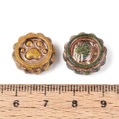 Picasso Glass Bead Paw/Kitty Bead 5pc Mixed