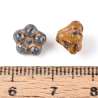 Picasso Glass Bead Bell Flower 10pc Mixed