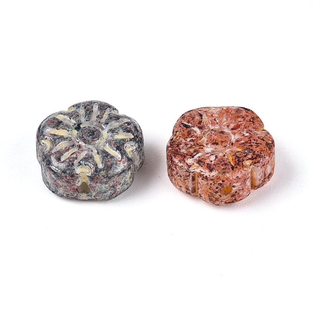 Picasso Glass Bead Flower 10pc Mixed