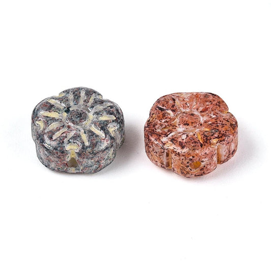 Picasso Glass Bead Flower 10pc Mixed