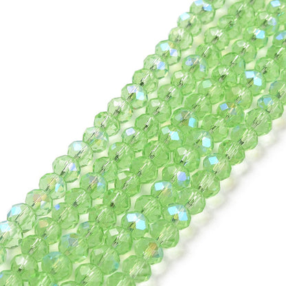 Glass Bead Rondelle Half Rainbow Plated Light Green 6x5mm - Alberta Bead Store