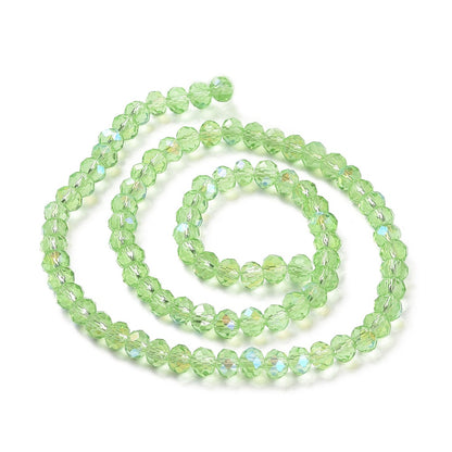 Glass Bead Rondelle Half Rainbow Plated Light Green 6x5mm - Alberta Bead Store