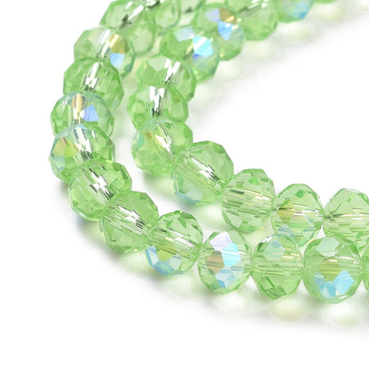 Glass Bead Rondelle Half Rainbow Plated Light Green 6x5mm - Alberta Bead Store