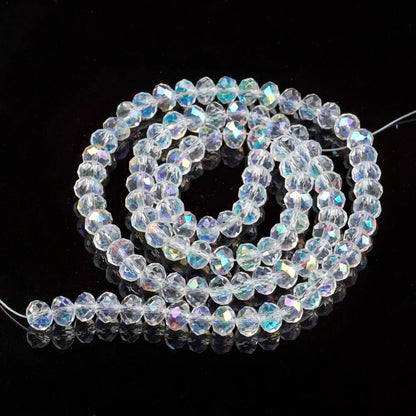Glass Bead Rondelle Clear Electroplated 6x5mm - Alberta Bead Store