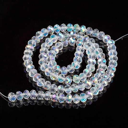 Glass Bead Rondelle Clear Electroplated 6x5mm - Alberta Bead Store