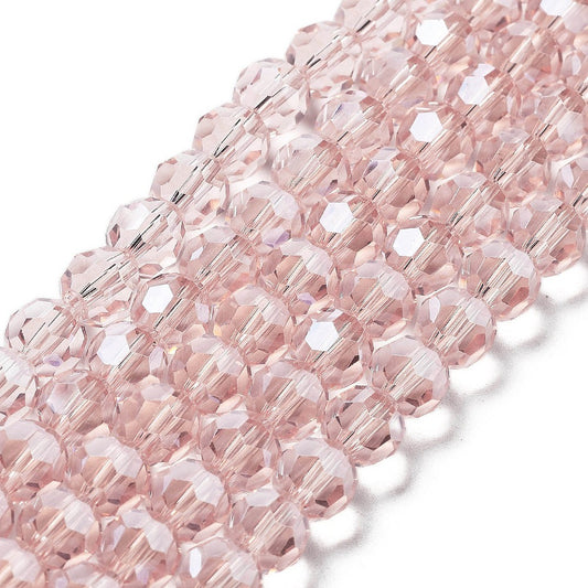 Glass Bead Faceted Pearl Luster Misty Rose 8MM