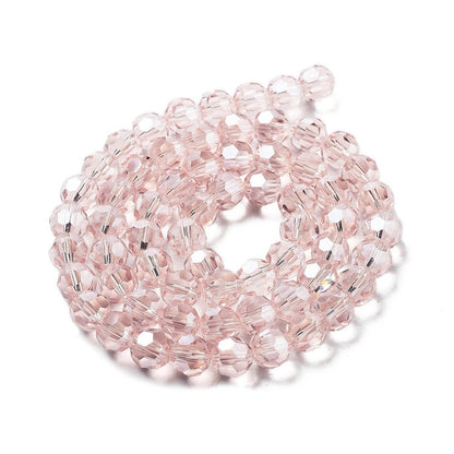 Glass Bead Faceted Pearl Luster Misty Rose 8MM