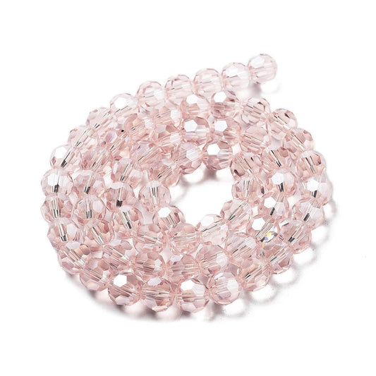 Glass Bead Faceted Pearl Luster Misty Rose 8MM