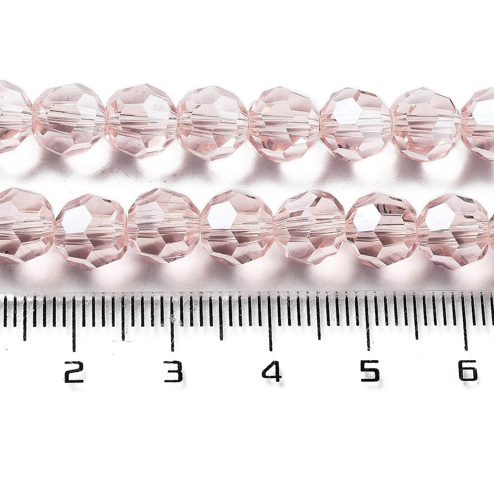 Glass Bead Faceted Pearl Luster Misty Rose 8MM