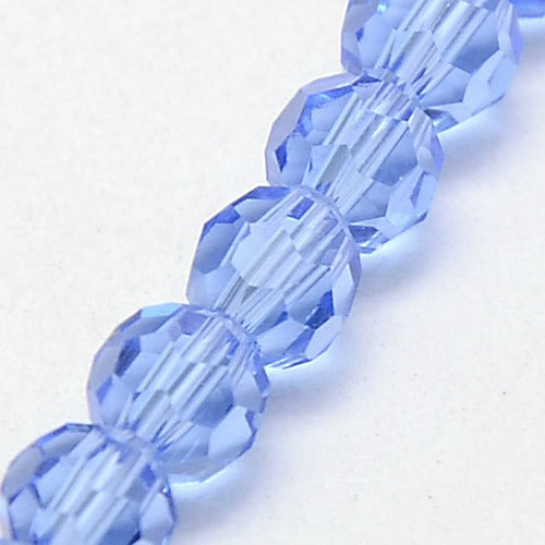 Glass Bead Faceted Light Sky Blue 6MM