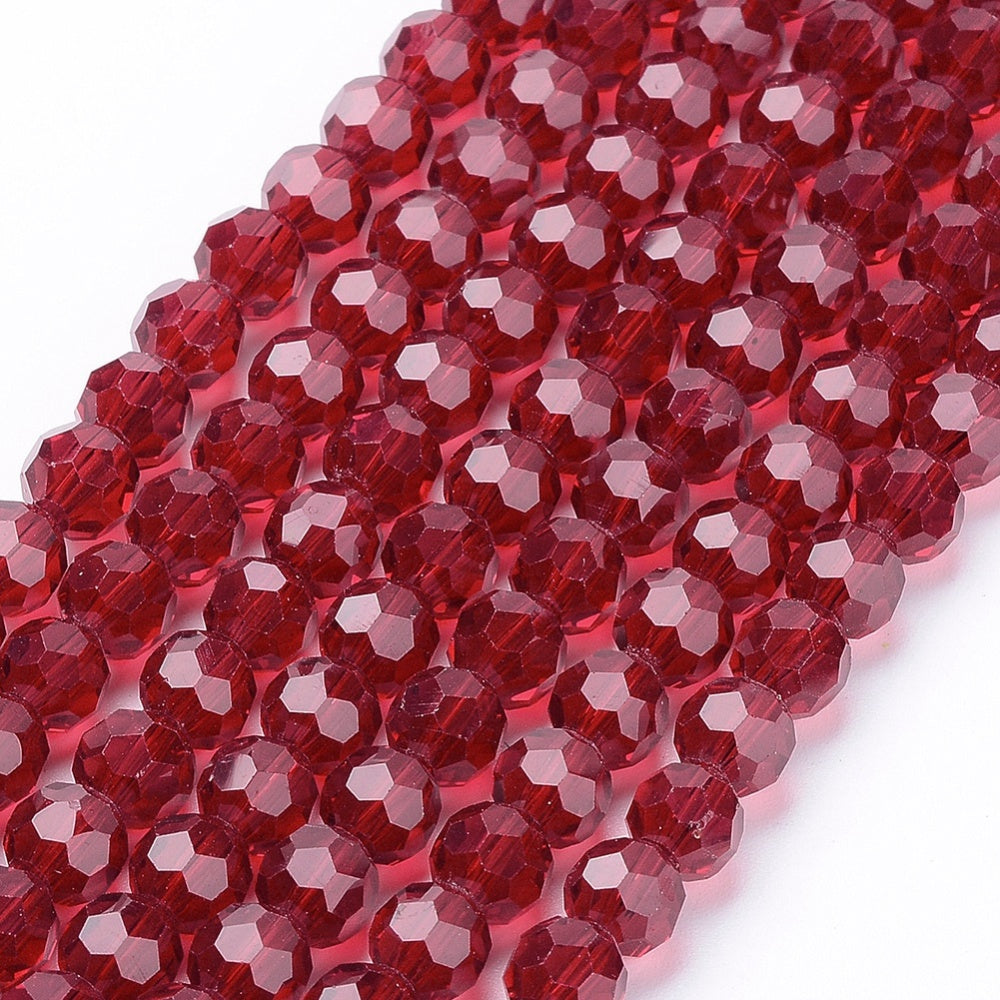 Glass Bead Faceted Dark Red 6MM