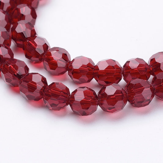 Glass Bead Faceted Dark Red 6MM