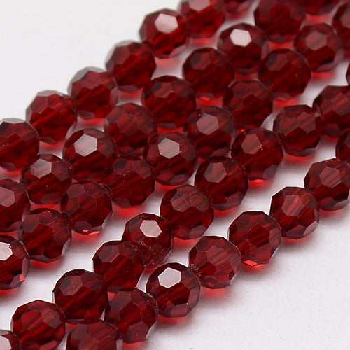 Glass Bead Faceted Dark Red 8MM