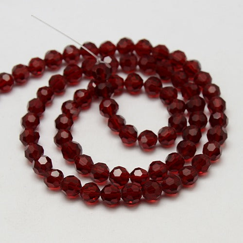 Glass Bead Faceted Dark Red 8MM