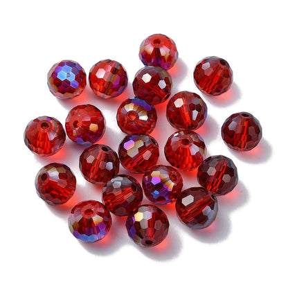 Glass Bead AB Color Plated Red Faceted Round 10mm 1pc - Alberta Bead Store