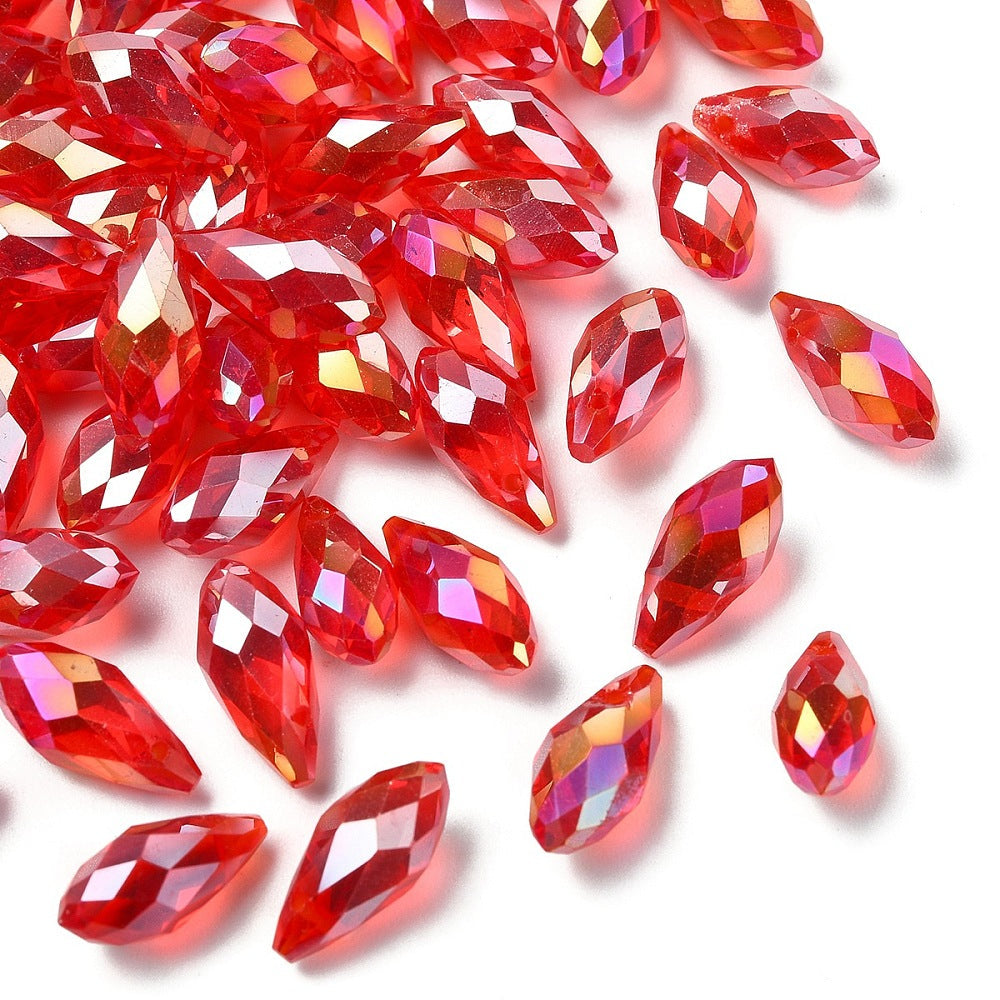 Glass Bead Teardrop Top Drilled Electroplated Red 13mm 1pc