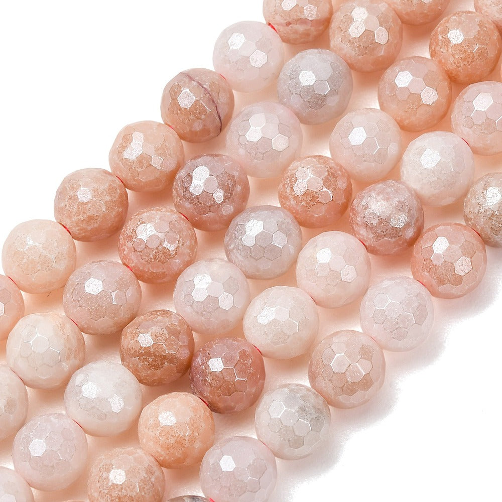 Pink Aventurine Faceted Pearl Luster Gemstone Bead