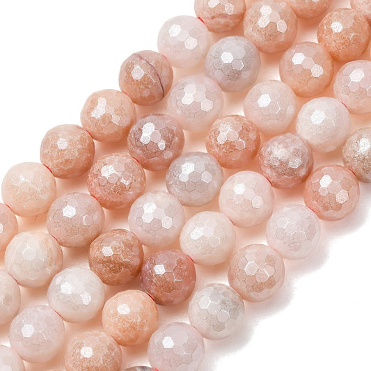 Pink Aventurine Faceted Pearl Luster Gemstone Bead