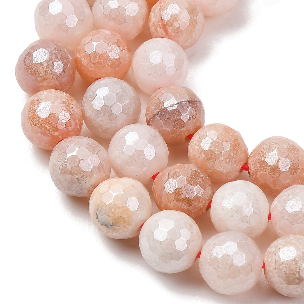 Pink Aventurine Faceted Pearl Luster Gemstone Bead
