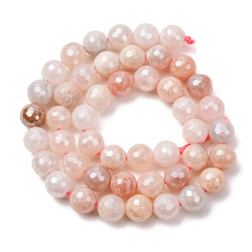 Pink Aventurine Faceted Pearl Luster Gemstone Bead