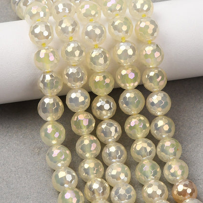 Electroplated Faceted Yellow Agate Gemstone Bead - Alberta Bead Store