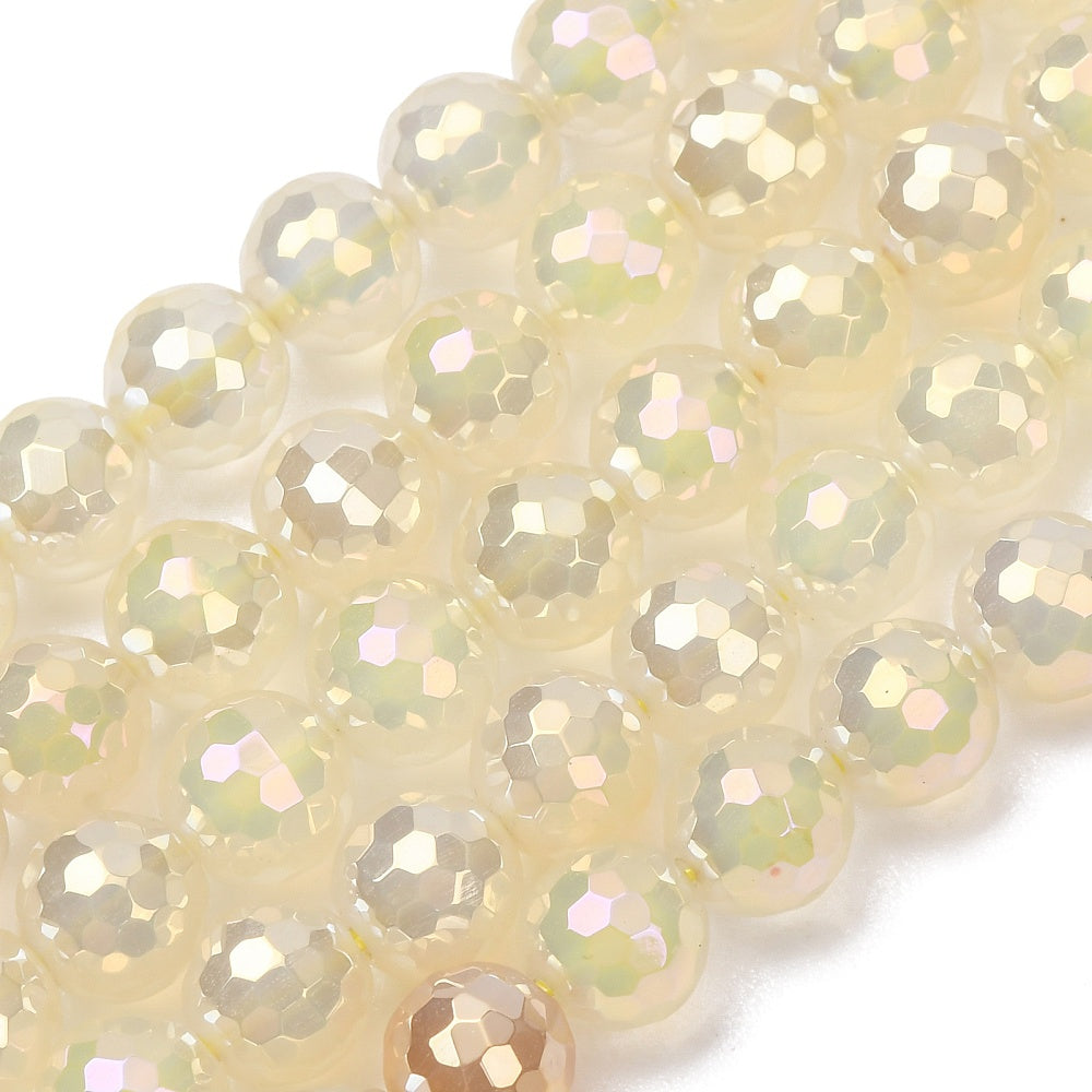 Electroplated Faceted Yellow Agate Gemstone Bead - Alberta Bead Store