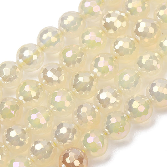 Electroplated Faceted Yellow Agate Gemstone Bead - Alberta Bead Store