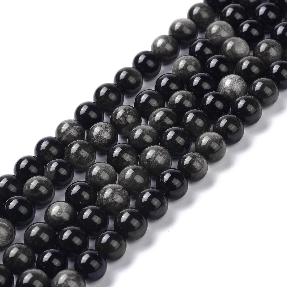 Obsidian Silver Sheen Gemstone Bead
