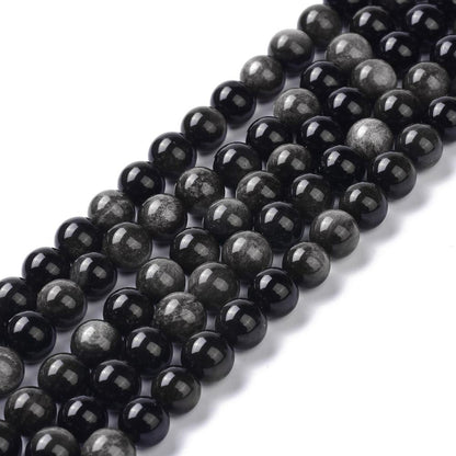 Obsidian Silver Sheen Gemstone Bead