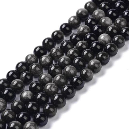 Obsidian Silver Sheen Gemstone Bead