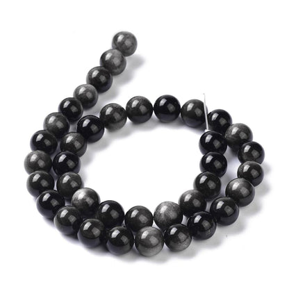 Obsidian Silver Sheen Gemstone Bead