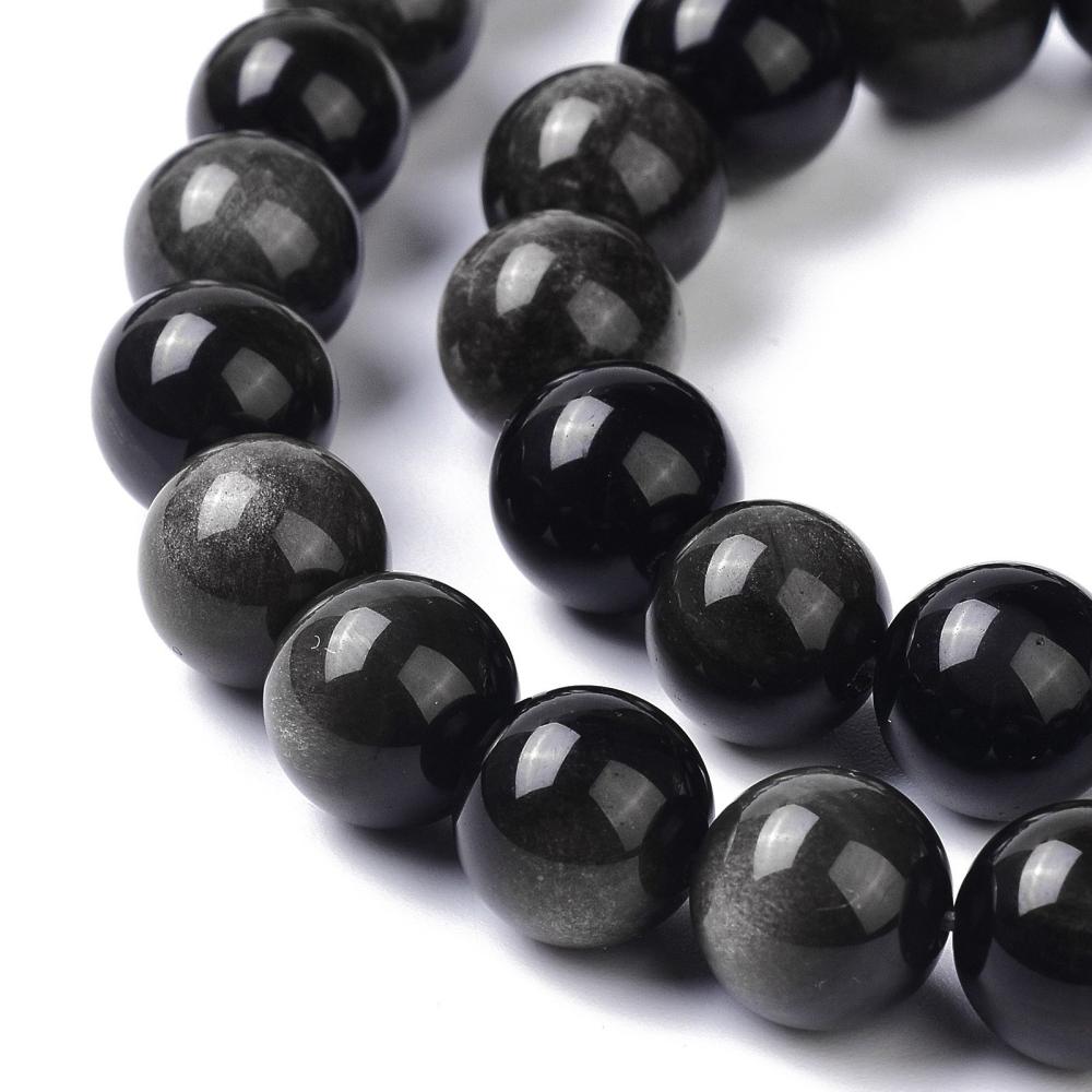 Obsidian Silver Sheen Gemstone Bead