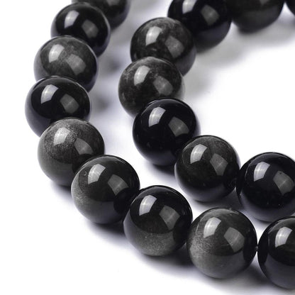 Obsidian Silver Sheen Gemstone Bead