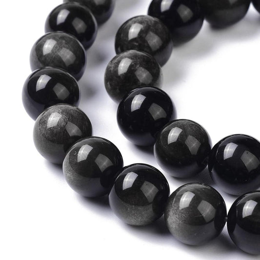 Obsidian Silver Sheen Gemstone Bead