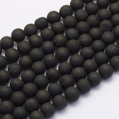 Druzy Agate Frosted Black Gemstone Bead - Alberta Bead Store